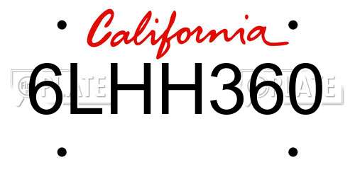 6LHH360 California License Plate