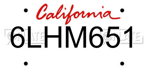 6LHM651 California License Plate
