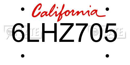 6LHZ705 California License Plate