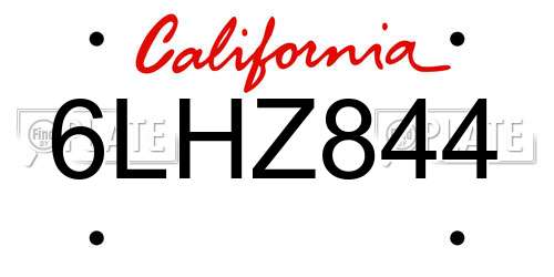 6LHZ844 California License Plate