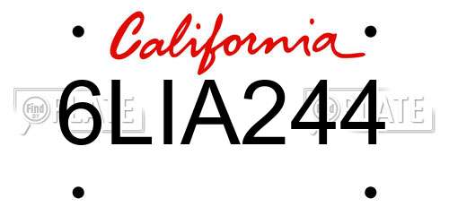 6LIA244 California License Plate