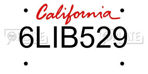 6LIB529 California License Plate