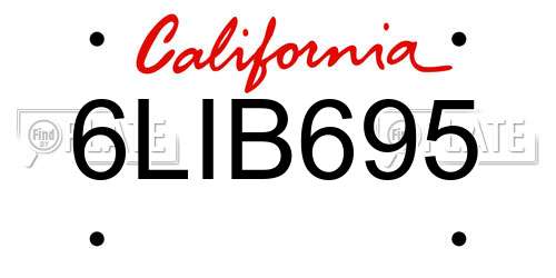 6LIB695 California License Plate