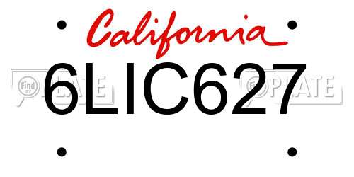 6LIC627 California License Plate