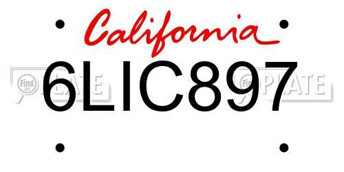 6LIC897 California License Plate