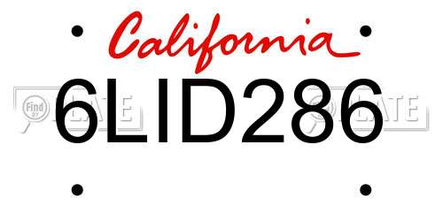 6LID286 California License Plate