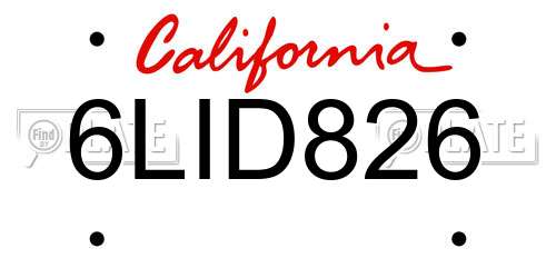 6LID826 California License Plate