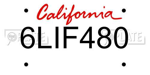 6LIF480 California License Plate