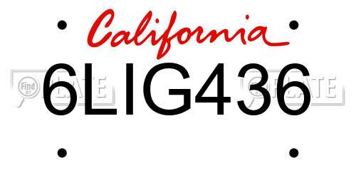 6LIG436 California License Plate