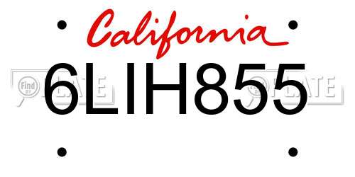 6LIH855 California License Plate