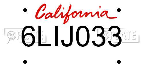 6LIJ033 California License Plate