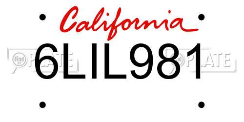 6LIL981 California License Plate
