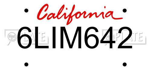 6LIM642 California License Plate