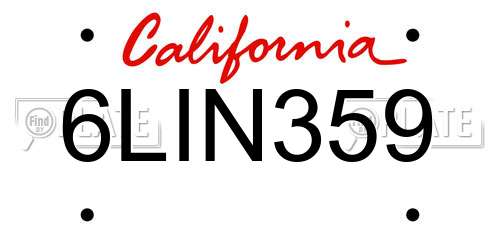 6LIN359 California License Plate