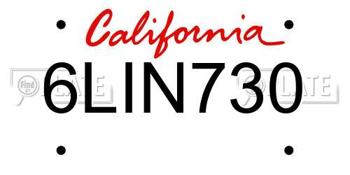 6LIN730 California License Plate
