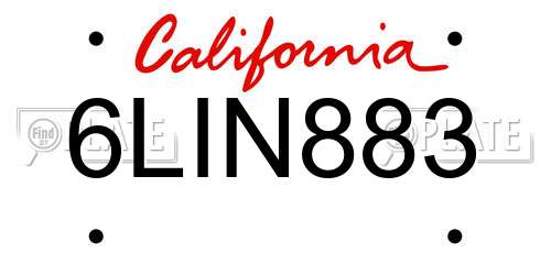 6LIN883 California License Plate