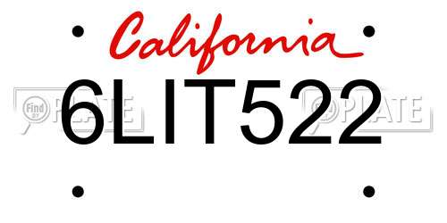 6LIT522 California License Plate