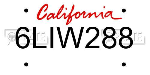 6LIW288 California License Plate