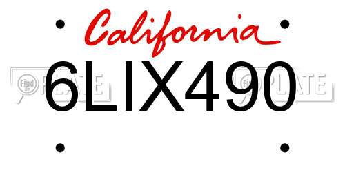 6LIX490 California License Plate