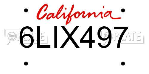 6LIX497 California License Plate
