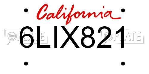 6LIX821 California License Plate