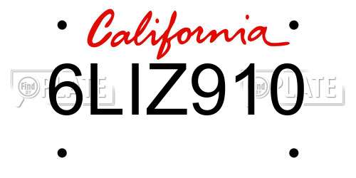 6LIZ910 California License Plate