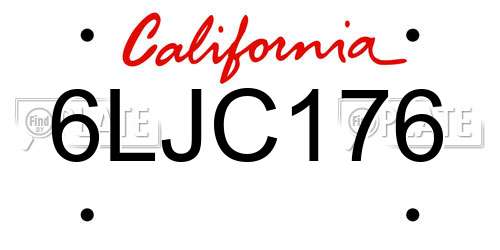 6LJC176 California License Plate