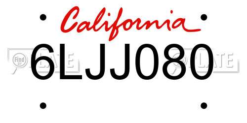 6LJJ080 California License Plate
