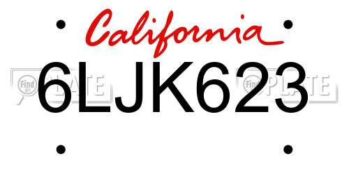 6LJK623 California License Plate