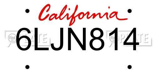 6LJN814 California License Plate
