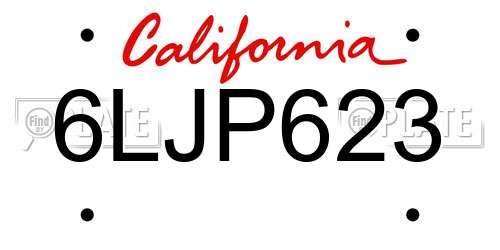 6LJP623 California License Plate