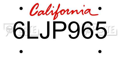 6LJP965 California License Plate