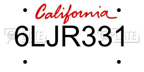 6LJR331 California License Plate