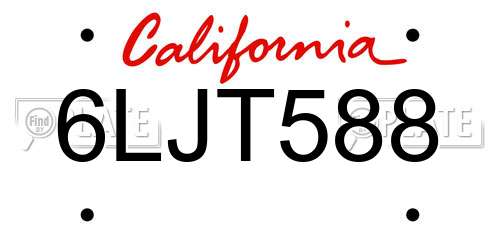 6LJT588 California License Plate