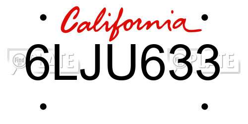 6LJU633 California License Plate