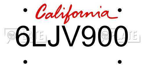 6LJV900 California License Plate