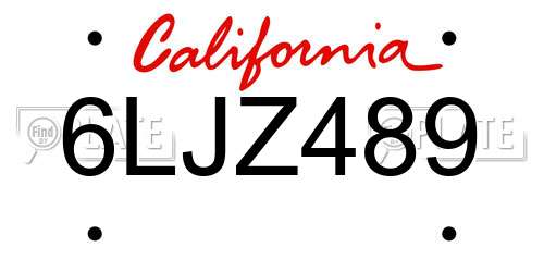 6LJZ489 California License Plate