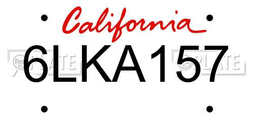 6LKA157 California License Plate