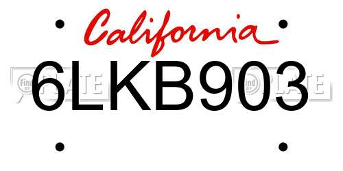 6LKB903 California License Plate