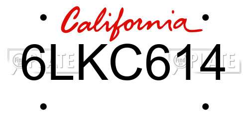 6LKC614 California License Plate