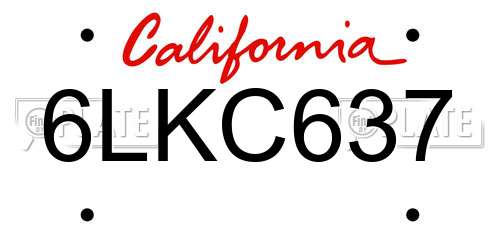 6LKC637 California License Plate