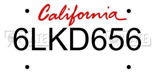 6LKD656 California License Plate