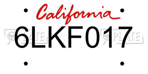 6LKF017 California License Plate