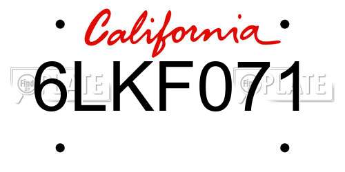 6LKF071 California License Plate
