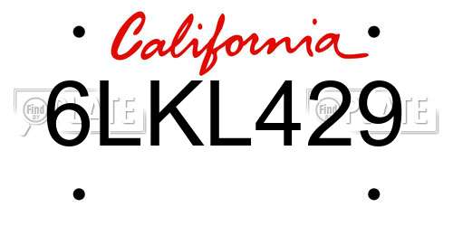 6LKL429 California License Plate