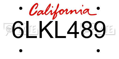6LKL489 California License Plate