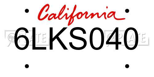 6LKS040 California License Plate