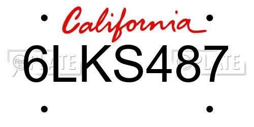 6LKS487 California License Plate