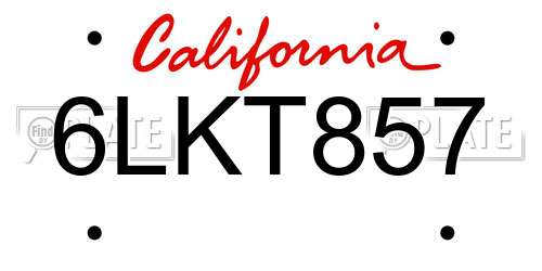 6LKT857 California License Plate