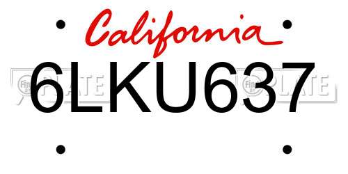 6LKU637 California License Plate